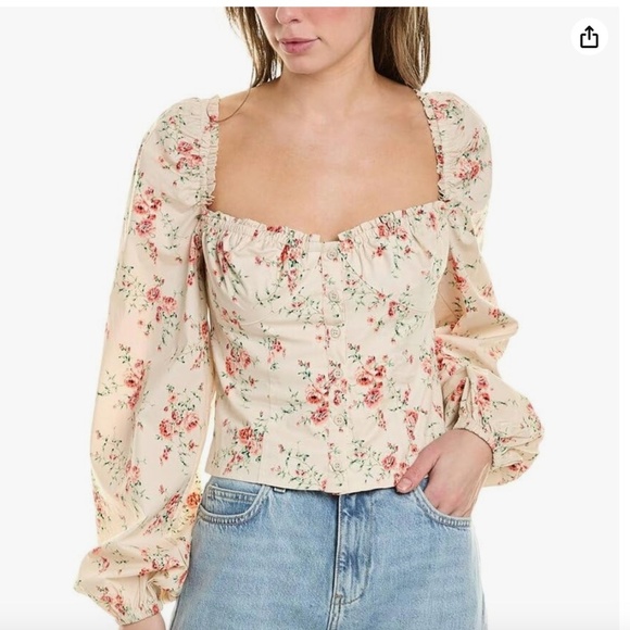 WEWOREWHAT Ruched Cup Top Bustier Floral Cotton Top Large - Picture 1 of 10
